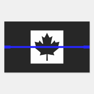 Thin Blue Line Akzent auf kanadischer Flagge Rechteckiger Aufkleber