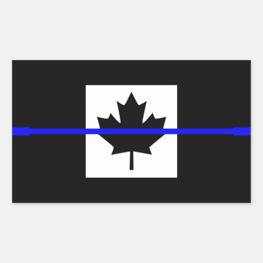 Thin Blue Line Akzent auf kanadischer Flagge Rechteckiger Aufkleber (Vorderseite)