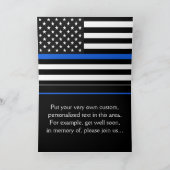Thin Blue Line American Flag Card Einladung (Innenseite)