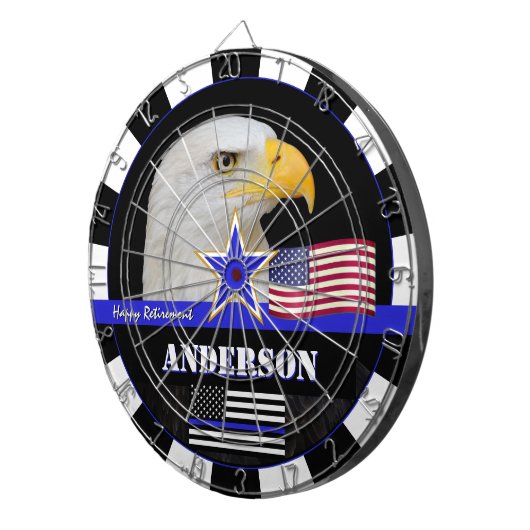 Thin Blue Line & American Flag Darts, Polizei / US Dartscheibe (Vorderseite rechts)