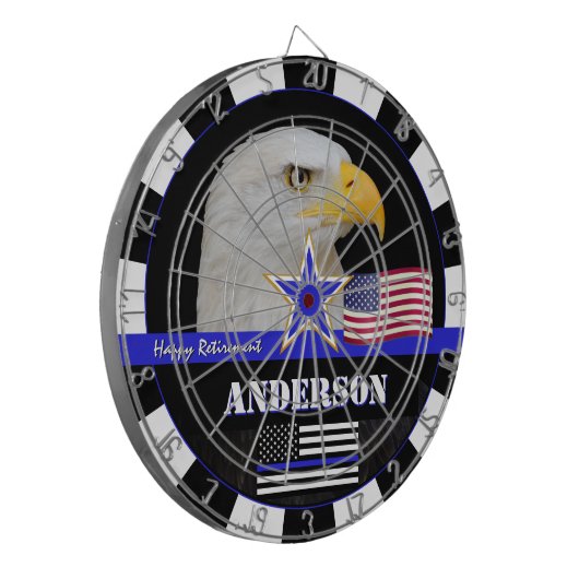 Thin Blue Line & American Flag Darts, Polizei / US Dartscheibe (Vorderseite Links)