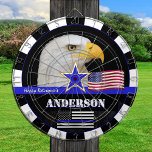 Thin Blue Line & American Flag Darts, Polizei / US Dartscheibe<br><div class="desc">Personalisiertes Dartboard mit benutzerdefiniertem "name   message" mit Eagle und Thin Blue Line American Flag (USA) - Vollstreckung / Polizeithematik - Liebe meines Landes,  Vatertag,  Ruhestand,  Auszeichnungen / Patrioten</div>