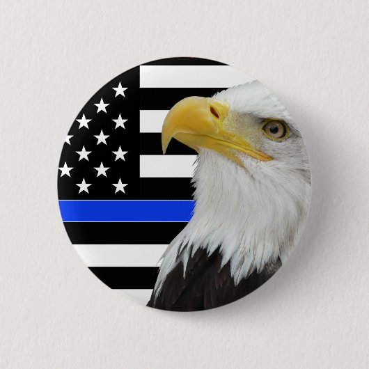Thin Blue Line American Flag Eagle Button/ Button (Vorderseite)