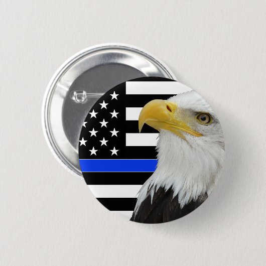 Thin Blue Line American Flag Eagle Button/ Button (Vorne & Hinten)