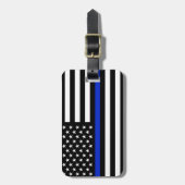 Thin Blue Line American Flag Gepäckanhänger (Vorderseite vertikal)