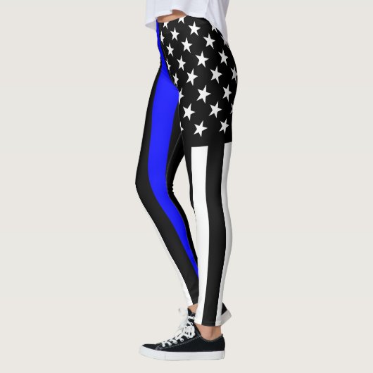 Thin Blue Line American Flag Grafik auf Leggings (Links)