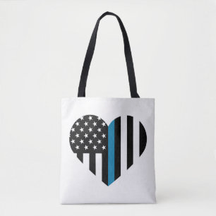 Thin Blue Line American Flag Herz Tasche