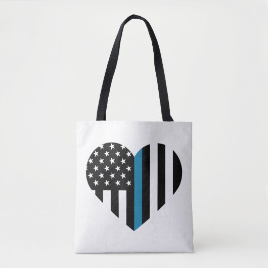 Thin Blue Line American Flag Herz Tasche (Vorderseite)
