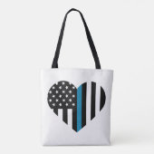 Thin Blue Line American Flag Herz Tasche (Rückseite)