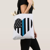 Thin Blue Line American Flag Herz Tasche (Von Nahem)