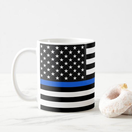 Thin Blue Line American Flag Kaffeetasse (Mit Donut)