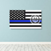 Thin Blue Line American Flag Leinwanddruck (Insitu (Holzboden))