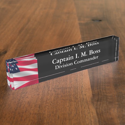 Thin Blue Line American Flag Namensplakette (Seite)