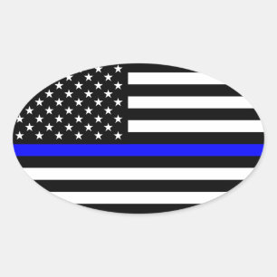 Thin Blue Line American Flag Ovaler Aufkleber