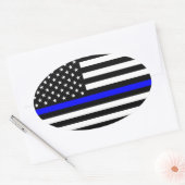 Thin Blue Line American Flag Ovaler Aufkleber (Umschlag)