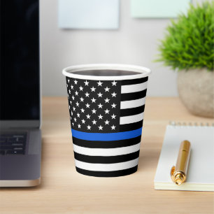 Thin Blue Line American Flag Paper Cups Pappbecher