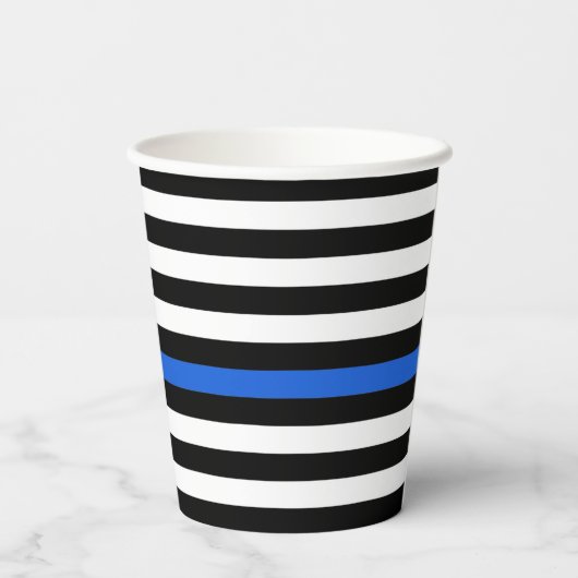 Thin Blue Line American Flag Paper Cups Pappbecher (Rückseite)