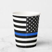 Thin Blue Line American Flag Paper Cups Pappbecher (Rechts)