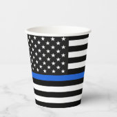 Thin Blue Line American Flag Paper Cups Pappbecher (Vorderseite)