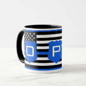 Thin Blue Line American Flag PD Custom Tasse (Vorderseite Links)