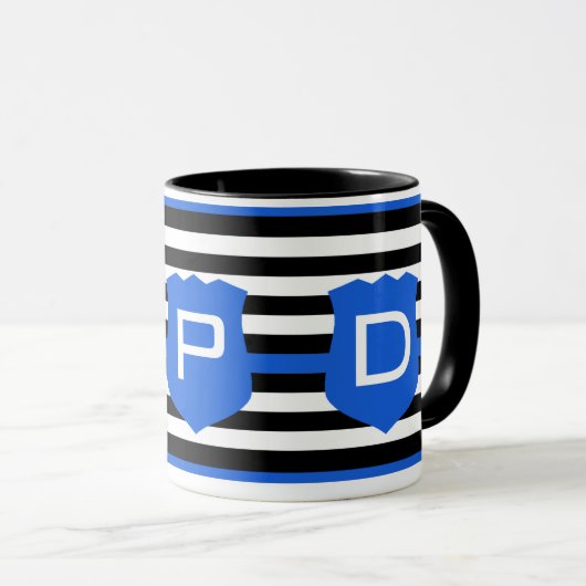 Thin Blue Line American Flag PD Custom Tasse (VorderseiteRechts)