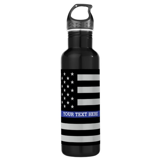 Thin Blue Line - American Flag Personalisiert Cust Edelstahlflasche (Vorderseite)