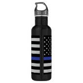 Thin Blue Line - American Flag Personalisiert Cust Edelstahlflasche (Rückseite)