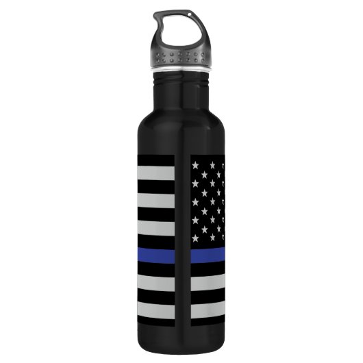 Thin Blue Line - American Flag Personalisiert Cust Edelstahlflasche (Rückseite)