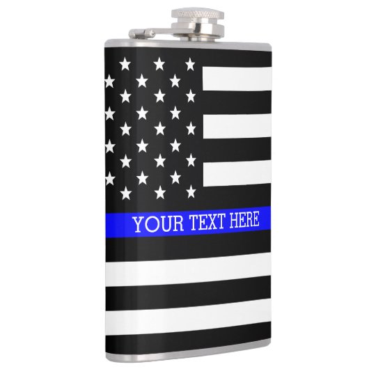 Thin Blue Line - American Flag Personalisiert Cust Flachmann (Rechts)