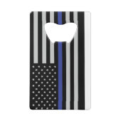 Thin Blue Line - American Flag Personalisiert Cust Geldbeutel Flaschenöffner (Rückseite)