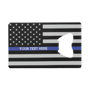 Thin Blue Line - American Flag Personalisiert Cust Geldbeutel Flaschenöffner