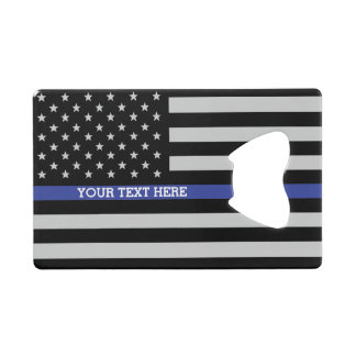 Thin Blue Line - American Flag Personalisiert Cust Geldbeutel Flaschenöffner