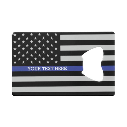 Thin Blue Line - American Flag Personalisiert Cust Geldbeutel Flaschenöffner (Vorderseite (Horizontal))