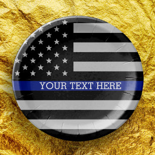 Thin Blue Line - American Flag Personalisiert Cust Pappteller