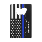 Thin Blue Line American Flag Personalisiert Geldkarten Flaschenöffner (Vorderseite)