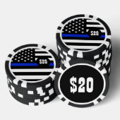 Thin Blue Line American Flag Pokerchips (Stapel)