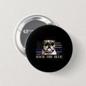 Thin Blue Line American Flag Police Dog Button (Vorne & Hinten)