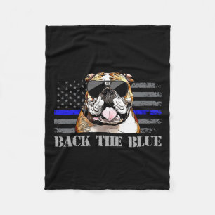Thin Blue Line American Flag Police Dog Fleecedecke