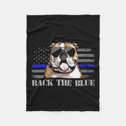 Thin Blue Line American Flag Police Dog Fleecedecke (Vorderseite)