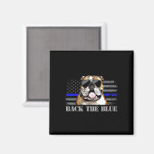 Thin Blue Line American Flag Police Dog Magnet (Vorderseite/Rückseite)