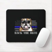 Thin Blue Line American Flag Police Dog Mousepad (Mit Mouse)