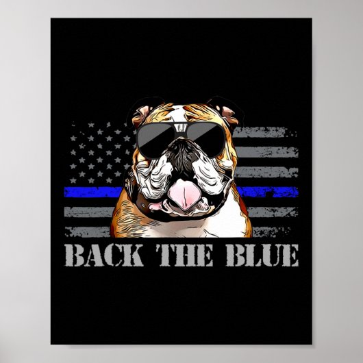 Thin Blue Line American Flag Police Dog Poster (Vorne)