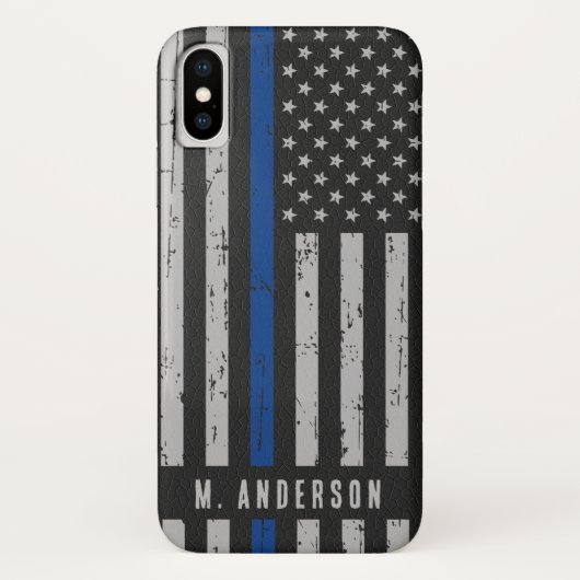 Thin Blue Line - American Flag - Police Officer Case-Mate iPhone Hülle (Rückseite)