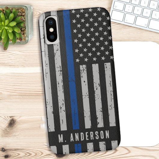 Thin Blue Line - American Flag - Police Officer Case-Mate iPhone Hülle