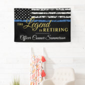 Thin Blue Line American Flag Police Retirement Banner (Insitu)