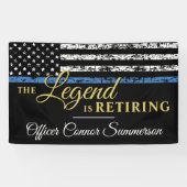 Thin Blue Line American Flag Police Retirement Banner (Horizontal)