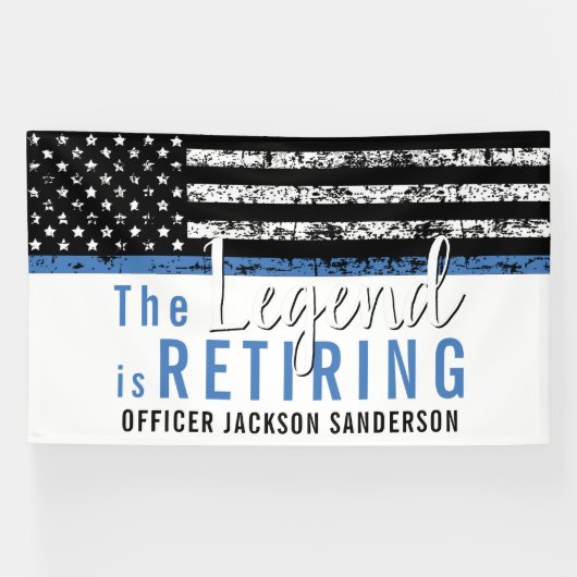 Thin Blue Line American Flag Police Retirement Banner (Horizontal)