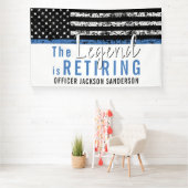 Thin Blue Line American Flag Police Retirement Banner (Insitu)