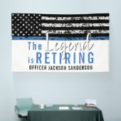 Thin Blue Line American Flag Police Retirement Banner (Messe)