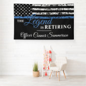 Thin Blue Line American Flag Police Retirement Banner (Insitu)